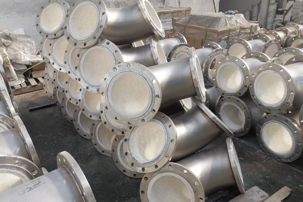 不鏽鋼304襯陶瓷等徑法蘭式彎頭